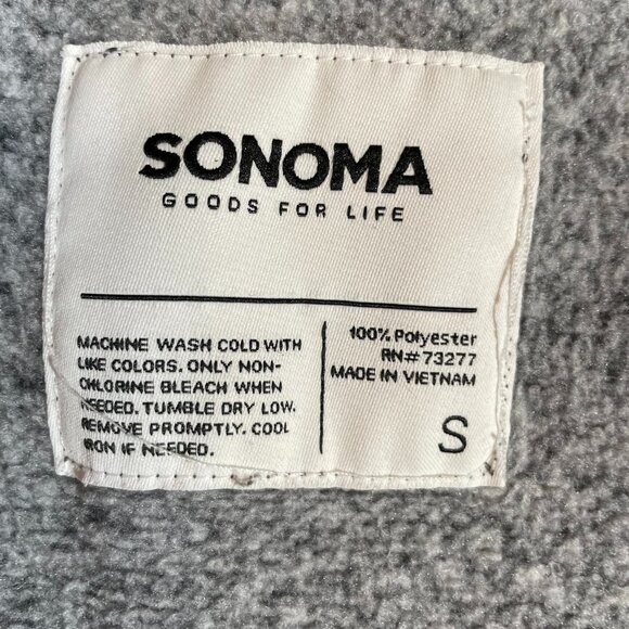 Sonoma Mens Size S Knit Fleece Full Zip Jacket Marled Gray Mock Neck Pockets - Picture 9 of 11